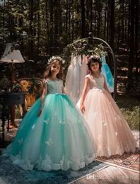 Kids Formal Wear Lace Flower Girl Dresses Lovely Ball Gown Party Wedding Girls Dresses