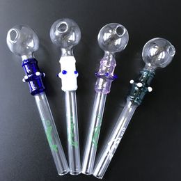 DHL Free Unique Glass Pyrex Oil Burner Pipes 4 Colors Mini Glass Pipes Straight Tube Oil Burner Pipe Smoking Pipe For Tobacco SW41