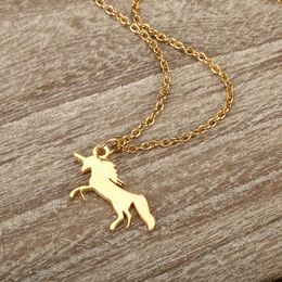 Wholesale Gold Silver Stainless Steel Unicorn Necklace For Female Male Unique Animal Necklace For Man Jewelry Gifts for Boyfriend