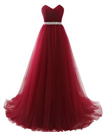 2018 New Elegant Crystal V-Neck A-Line Long Prom Dresses With Pleat Tulle Plus Size Party Dresses Formal Gowns Vestido De Festa BP12