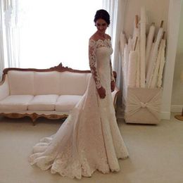 vintage lace mermaid wedding dresses with long sleeve white bateau sweep train formal bridal gowns buyer show