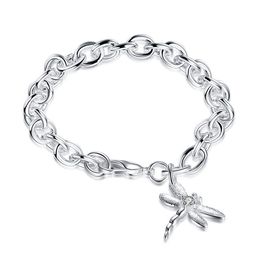 Dragonfly shrimp buckles sterling silver plated bracelet ; Hot sale fashion men and women 925 silver bracelet SPB282