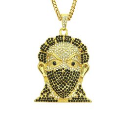 Head Mask Necklace Crystal Pendant Chains Fashion Punk Hip Hop Jewellery for Men Women Free Shipping