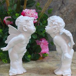 Kiss angelThe Angels Resin Figures of European Garden Ornaments Home Furnishing Craft Ornament Praying The Little Angel Statue