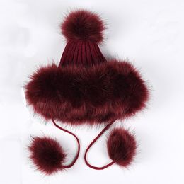 Simulation fur hat Men and women thick warm imitation fox fur ball cap snow skiing caps winter hats