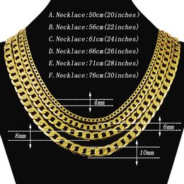 2016 NEW 20-30inch Fashion women/man design curb chain golden 4MM/6MM/8MM Wide jewelry necklace QJW29