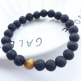 8mm Natural Black Lava Stone Beads Tiger's Eye Bracelet DIY Essential Oil Diffuser Bracelet for women Yoga Jewelry