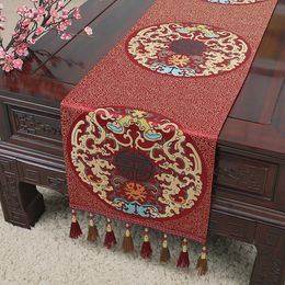 High density Luxury Decorative Thicken Damask Table Runners for Wedding Christmas Party Chinese Silk Satin Table Cloth Rectangular 200x33 cm