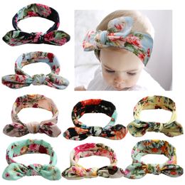 New Colourful Baby Rabbit Ears Headbands Bow Knot Print Flowers Ribbon Girls Hair Ornaments Cotton Headwear Kids Hair Accessories