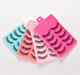 Wholesale-HOT 5pairs False Strip Lashes Beauty Essentials False Eyelashes Set Hand Made Crisscross Eye Lash Extension Tools