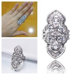 Luxury Female Court style 925 Sterling silver Baroque rings Sona Cz Engagement wedding band ring for women men Jewellery Gift