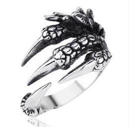 1PC Sale Punk Silver Men Women Ring Stainless Steel Dragon Claws Size 8 9 10 Personality iker Rings Vintage Gothic Jewellery