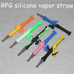 10mm Silicone Nectar kits smoking pipe with Titanium Tips Quartz Nails Oil Rig Straw Concentrate Mini Silicon Vapour Draw Pipes