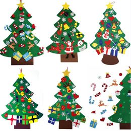 DIY Felt Christmas Tree With Pedant Ornaments Christmas Gifts Door Wall Hanging Xmas Decoration Kids Manual Accessories