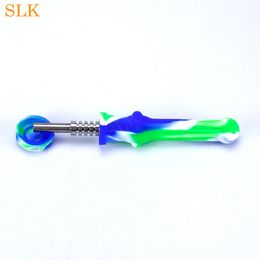 Silicone Bong with smoking accessories 14mm Stainless Steel Tip Food Grade Silicone Dabs Straw Silicon Pipe Oil 442