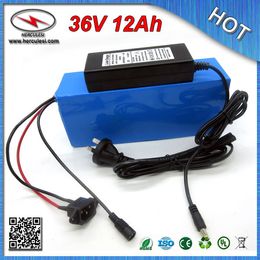 FREE SHIPPING(1PC) 36v 12Ah 500w lithium ion battery for electric bike scooter with 18650 cell PVC case + 10S BMS Charger