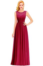 New Arrival Blush Pink Navy Blue Burgundy Bridesmaid Dresses Lace Chiffon Floor Length Beach Garden Maid Of Honor Gowns HY4258