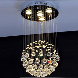 Modern LED Crystal Pendant Lamp Crystal Ball Stair Hanging Lamp Luxury Creative Bar Counter Restaurant Dining Room Pendant Light