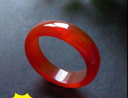 Natural agate ring red chalcedony ring Crystal white yellow black green agate Men and women couple models