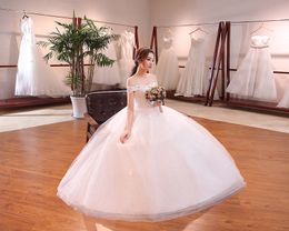 Hot Sale Summer Soft Satin Wedding Dress 2018 New Arrival Korean Style Boat Neck Simple Plus Size bride Vestido De Noiva A-Line