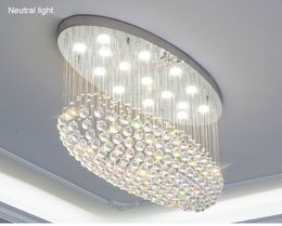 Modern Oval LED K9 Crystal Chandelier Lighting Rain Drop Crystals Ceiling lights for Living Room Bedroom Villa Kitchen Lamp L31"*W12"*H24"