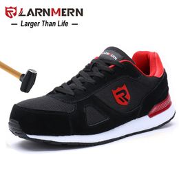 LARNMERN Men Steel Toe Safety Shoes Casual Breathable Suede Work Shoes For Men Protective Construction Footwear Sneaker