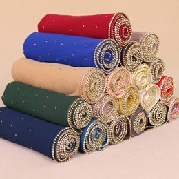 Women bubble chiffon diamond glitter scarves hijab plain long headband fashion scarf wraps muslim shawls 19 Colour 10pcs/lot S18101904