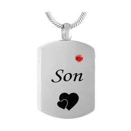 Fashion Jewellery square Necklace for son Birthstone Custom Name Pendant stainless steel Cremation Urn Necklace Jewellery