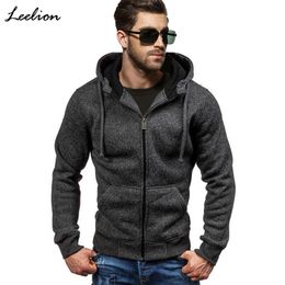 LeeLion 2018 Spring Hoodies Men Zipper Cardigan Sweatshirts Long Sleeve Slim Fit Cotton Sportswear Mens Solid Casual Tracksuit
