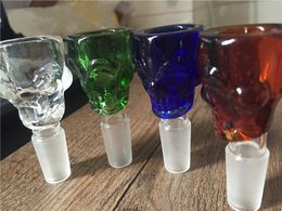 wholesale 14mm Bowl Glass skull Style Thick Pyrex Glass Bowls with Colourful Blue Tobacco Herb Water Bong Bowl Piece for Smoking