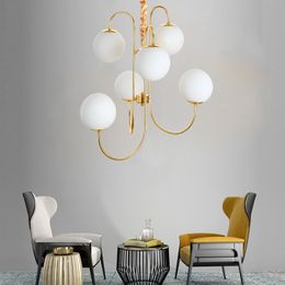 Modern glass chandelier lighting for dining room living room 5 heads 15 20 25cm milk white glass lampshade gold suspension lamp Modern glass chandelier lighting for dining room living room 5 heads 15 20 25cm milk white glass lampshade gold suspension lamp