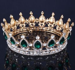 2019 Emerald Green Crystal Gold Color Chic Royal Regal Sparkly Rhinestones Tiaras And Crowns Bridal Quinceanera Pageant Tiaras 15 3039