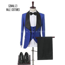 2018 New Arrival Men's Royal Blue Tuxedos Slim Fit Groom Suit For Men Latest Fashion Men Wedding Suits Terno Masculino Custom Made