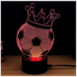 Laser Acrylic Led Night Light 3d ABS Base Colourful Lamp Visual Football RGB 3d Touch BasePortable Lanterns With ABS