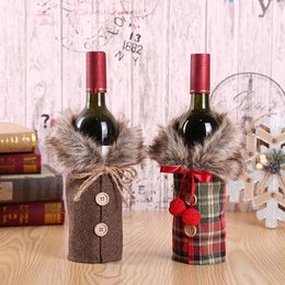 Bottle Cover Bow Button Clothes Style Christmas Wine Bottle Set Home New Year Christmas Dinner Party Decoration Kitchen Supplies