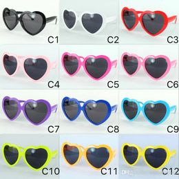 DHL Ship 13 Colors Fashion Women Girl Summer Heart Shape Lolita Sunglasses Party Beach Sunshine Shade LOVE Eyewear UV400