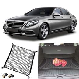 For Benz Class S AMG Car AUTO Black Rear Trunk Cargo Baggage Organizer Storage Nylon Net Plain Vertical Seat Nets