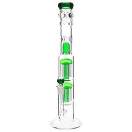 Hookahs Wholesale Glass Bong 18.8mm joint two layer 8-arms dome perculator bongGreen/Bule Colour Random water pipes big bongs dab rig