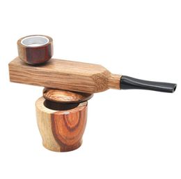 New double layer pipe thunder Reggae portable storage wood smoke pipe solid wood pipe