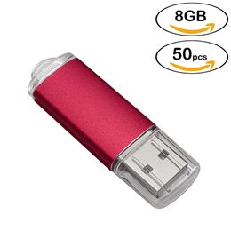 벌크 50pcs 플래시 펜 드라이브 드라이브 사각형 8GB USB 플래시 드라이브 고속 8GB 메모리 컴퓨터 용 8GB 메모리 스틱 스토리지 다색을위한 8GB 메모리 스틱