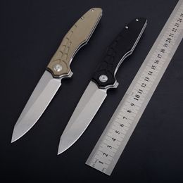 High Quality 2 Handle Colours Flipper Folding Knife 9Cr18 Satin Blade CNC G10 + Steel Steel Handle Ball Bearing EDC Pocket Knives