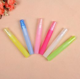10ml Pen Shaped Colourful Frosted Plastic Tube Empty Refillable Atomizer Perfume Bottles for Travel and Gift LX1112
