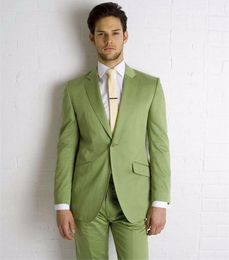 Brand New Light Green Men Wedding Tuxedos High Quality Groom Tuxedos Notch Lapel One Button Men Blazer 2 Piece Suit(Jacket+Pants+Tie) 1632