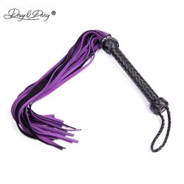 DAVYDAISY 65cm Purple Real Leather Queen Whip Flogger Role Play Sex Torture BDSM Bondage Adult Sex Accessories for Couples AC004 Y18101501