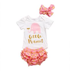 Sommer Baby Mädchen Kleidung Set Little Peanut Outfits Neugeborenen Mädchen Kurzarm Strampler Tops Polka Dot Shorts Bloomer Stirnband 3PCS Set