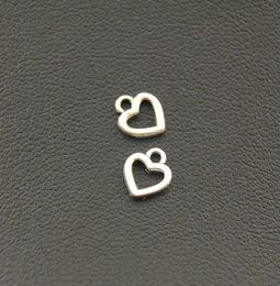 200Pcs Alloy Mini Love Heart Charms Antique silver Charms Pendant For necklace Jewelry Making findings 8x7mm