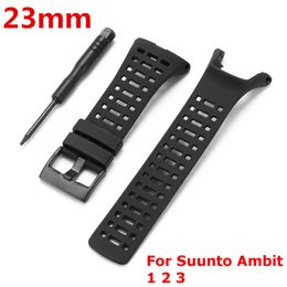 23mm Black Silicone Watchband Sport Wrist Strap Bracelet Pin Buckle With Tool For /Ambit 3 /Ambit 2 Watch Accessories