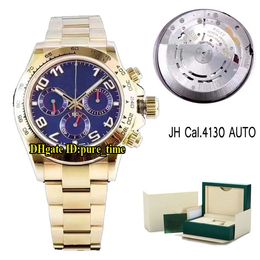 Best Edition V6S 40mm 116528 Blue Dial Cosmograph Cal.4130 Automatic Chronograph Mens Watch Stopwatch Yellow Gold Watches 9 Color