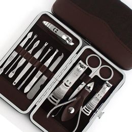 12pcs Nail Manicure Set Pedicure Scissor Tweezer Knife Ear Pick Utility Nail Clipper Kits Stainless Steel Nail Care Tool Set