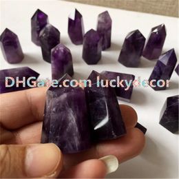 5Pcs Small Genuine Natural Purple Crystal Point Wand 6 Faceted Amethyst Obelisk Tower for Healing, Reiki, Grids, Figurine Specimen Displays